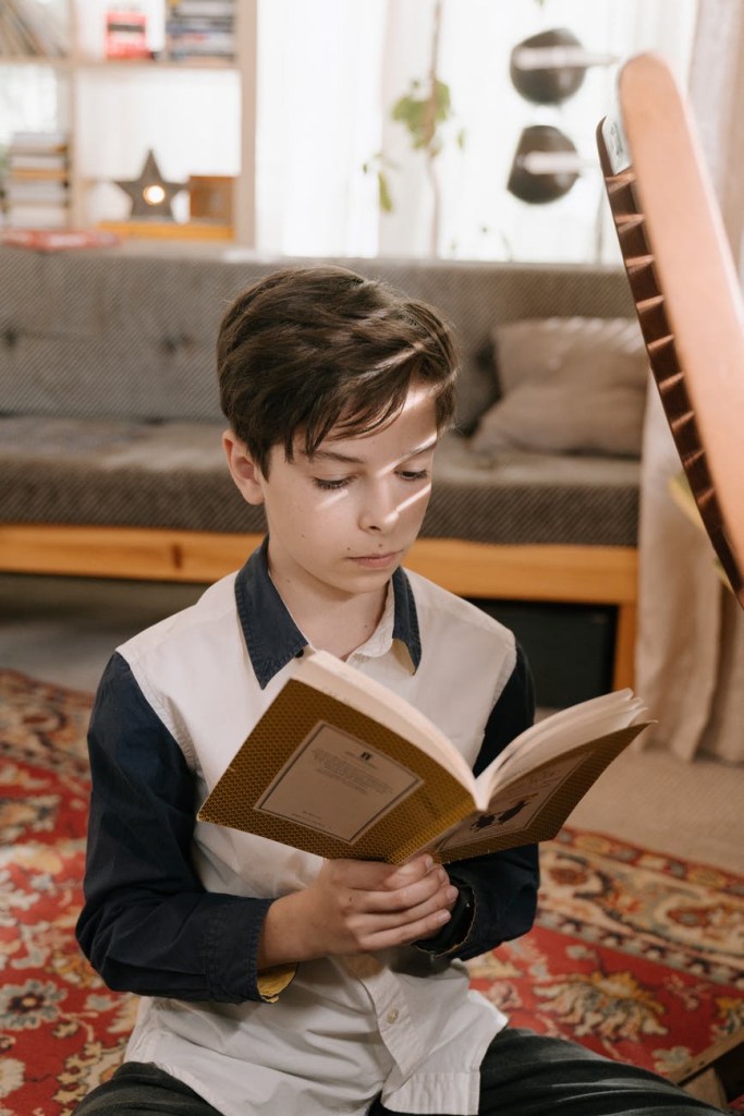 boy reading a book